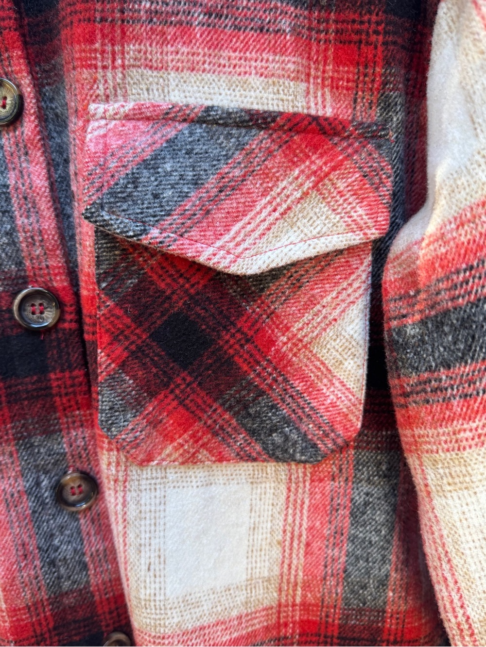 PrettyGarden Women’s Red Cream Black Plaid Button-Front Shacket S-M - Picture 5 of 9
